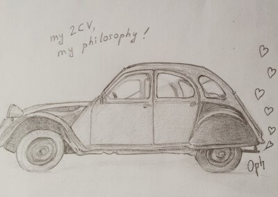 Dessin crayon gris deux-chevaux Lille